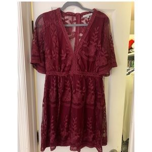 Maroon Lace Dress